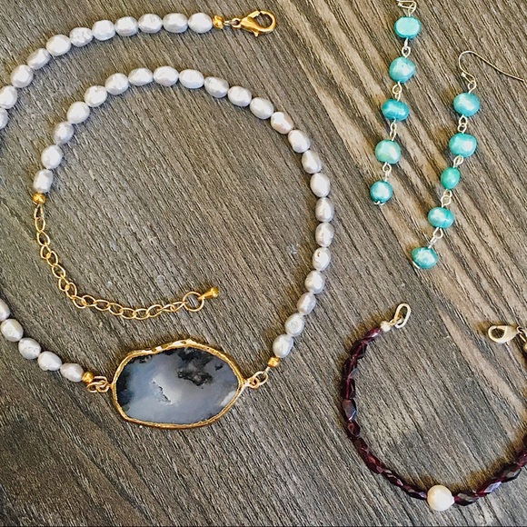 Gabriella Designs Jewelry - Handmade pearl, agate, and garnet jewelry bundle